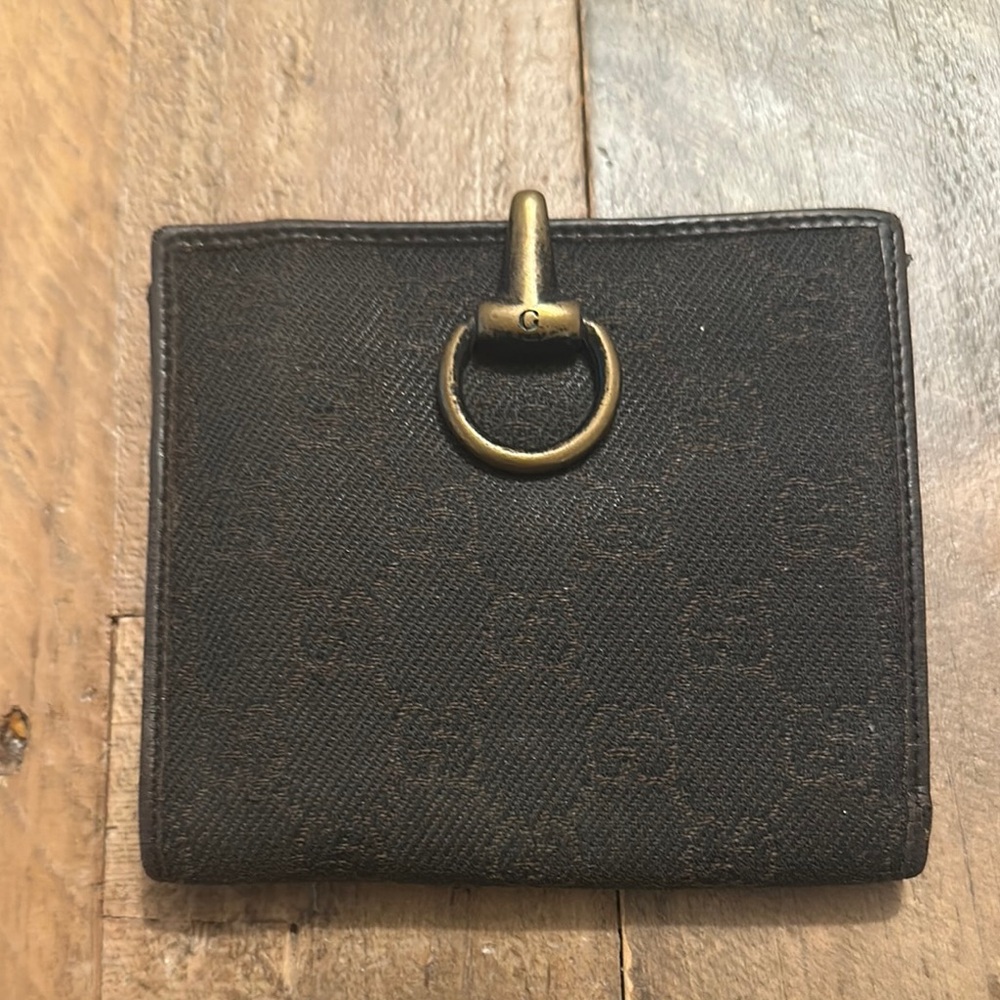 Gucci - Vintage GG Black Wallet with Gold Horsbit Clasp